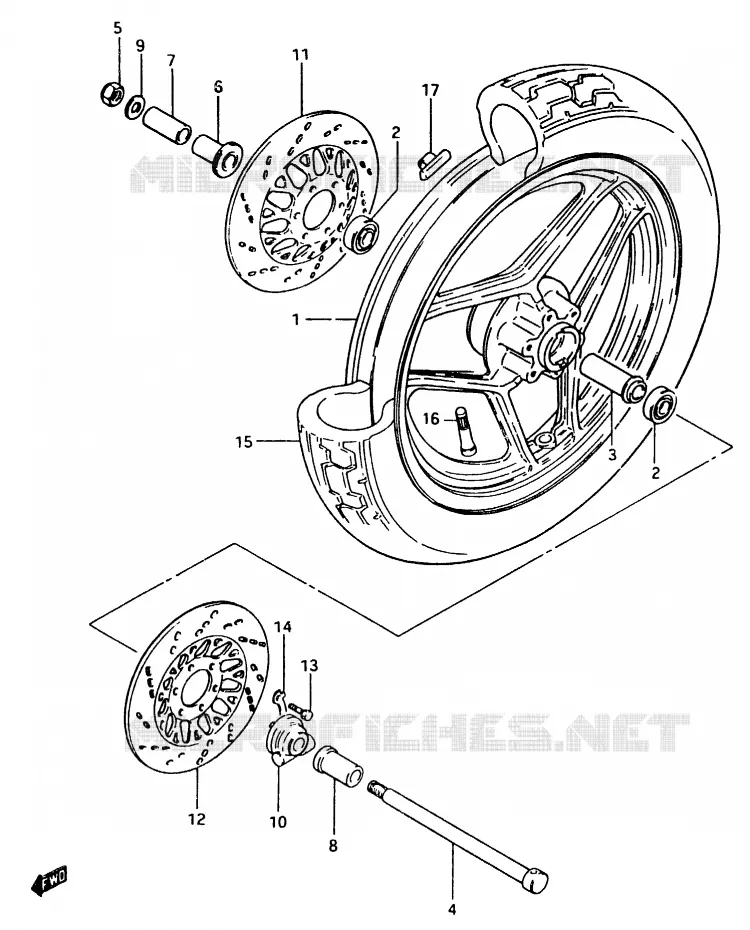 VOORWIEL (GSX750ESE/EE/EFE) Suzuki MOTO 750 GSX-E 1984  GSX750ESE(D/E)