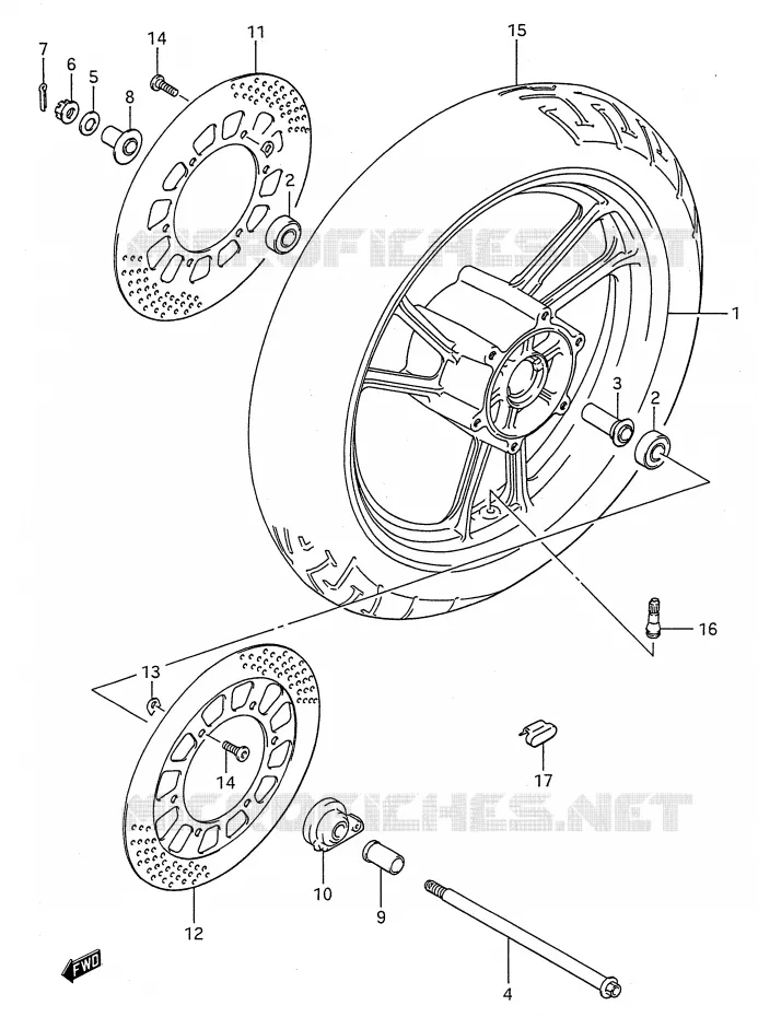 VOORWIEL (MODELE J) Suzuki MOTO 600 GSX-F 1992  GSX600FUN(E28)
