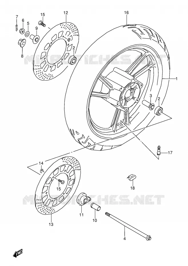 VOORWIEL (MODELE J) Suzuki MOTO 600 GSX-F 1994  GSX600FU2R(E2)