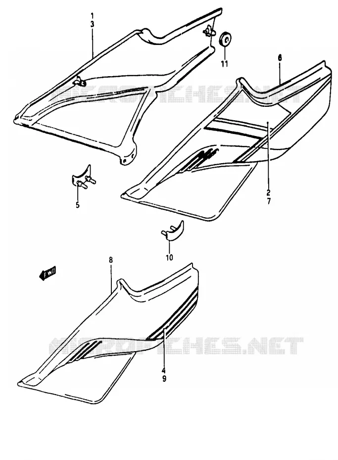 ACHTER KUIP  (MODELE J) Suzuki MOTO 50 RG 1984  RG50WE(D/E/F/1/G/J/K)