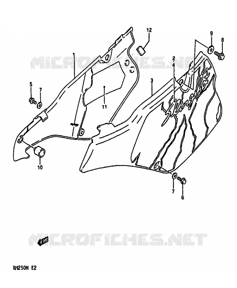 ACHTER KUIP  (MODELE N) Suzuki MOTO 250 RM 1990  RM250L(K/L/M/N)