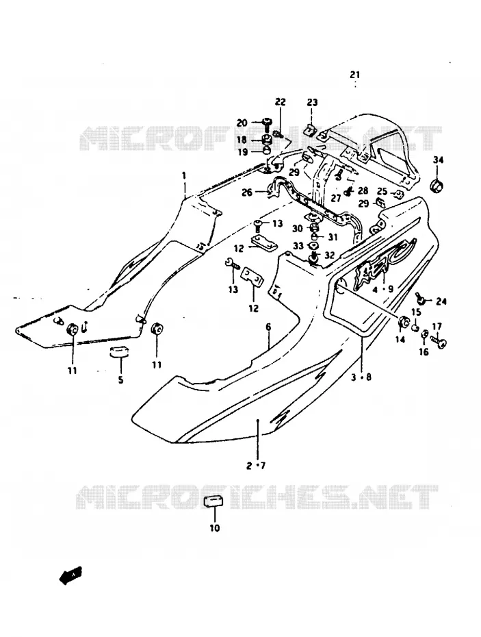 ACHTER KUIP  (MODELE R) Suzuki MOTO 125 RG 1993  RG125FUP(N/P/R)