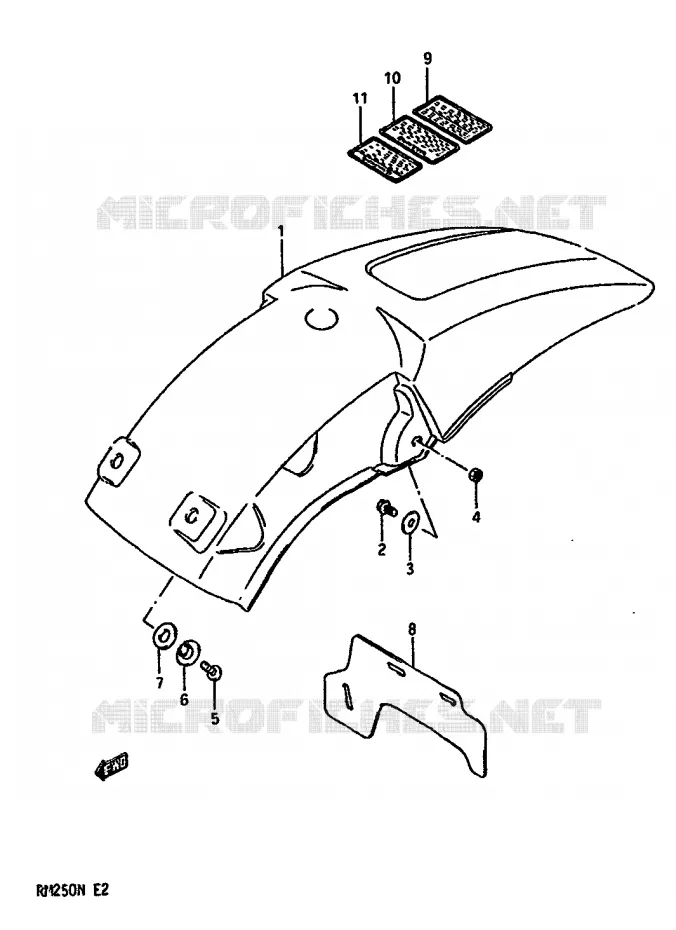 ACHTERSPATBORD (MODELE K/L/M) Suzuki MOTO 250 RM 1992  RM250 N (E02,E04,E24)