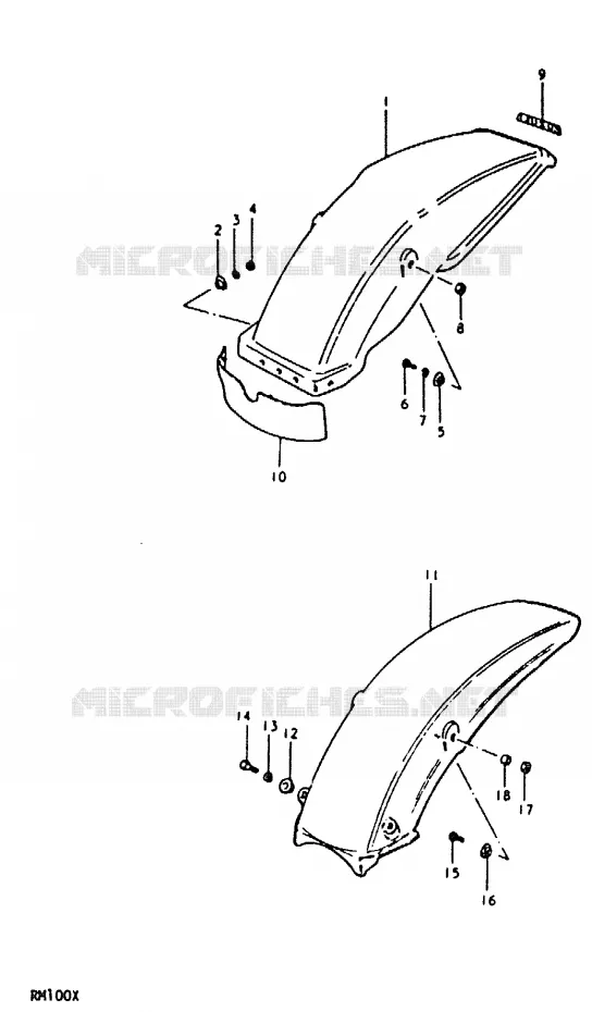 ACHTERSPATBORD Suzuki MOTO 100 RM 1999  RM100X(N/T/X)