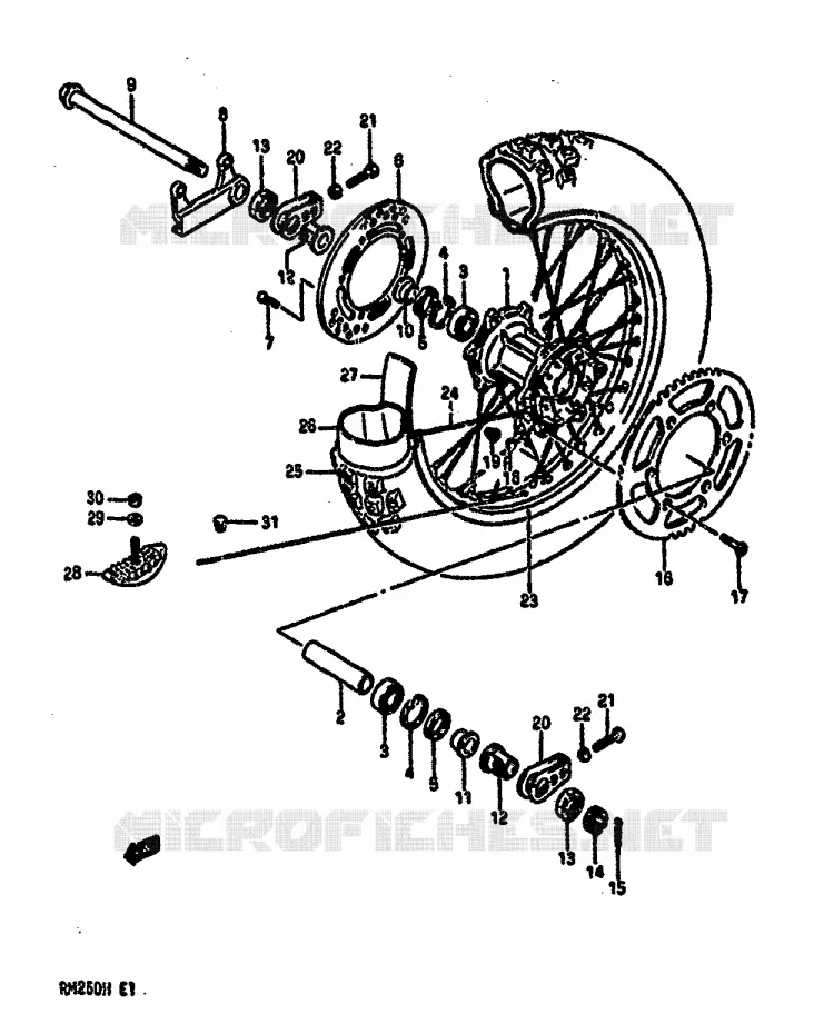 ACHTERWIEL (MODELE H) Suzuki MOTO 250 RM 1987  RM250H(G/H)