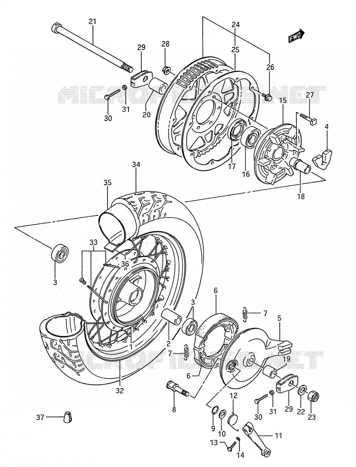 ACHTERWIEL Suzuki MOTO 650 BOULEVARD 1988  LS650FJ(E28)