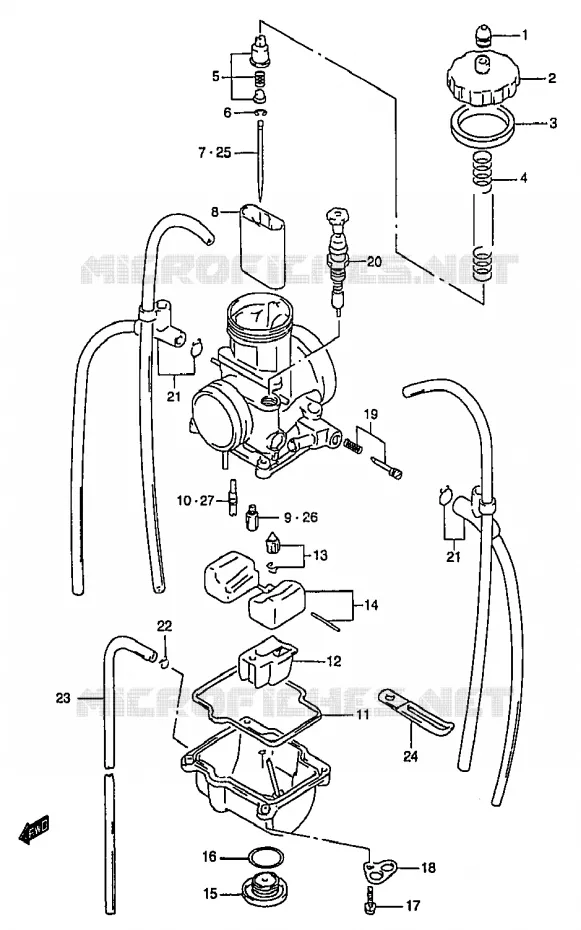 CARBURATOR (MODELE T) Suzuki MOTO 250 RM 2000  RM250Y(T/V/W/X/Y)