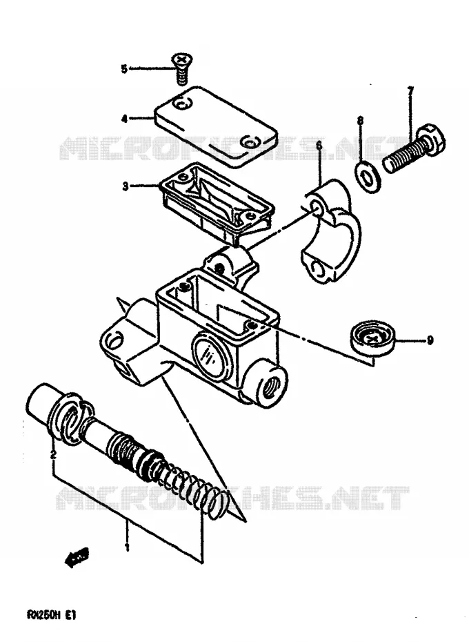 FRONT HOOFDREMCILINDER (MODELE G) Suzuki MOTO 250 RM 1987  RM250H(G/H)