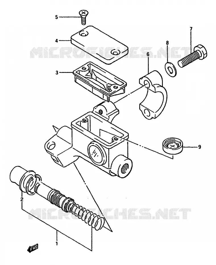 FRONT HOOFDREMCILINDER (MODELE H/J) Suzuki MOTO 125 RM 1987  RM125H(G/H/J)