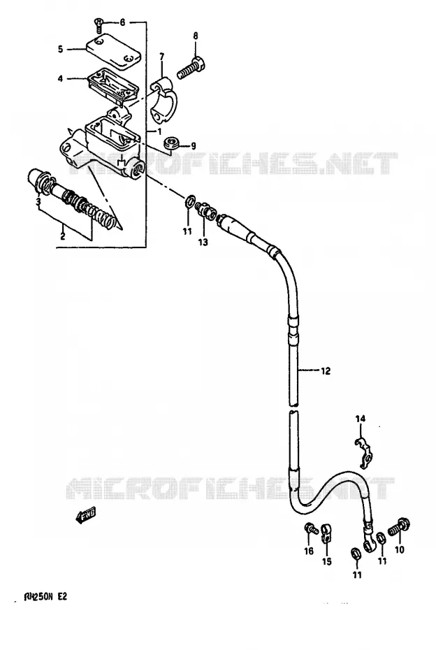 FRONT HOOFDREMCILINDER (MODELE N) Suzuki MOTO 250 RM 1991  RM250M(K/L/M/N)