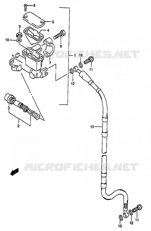 FRONT HOOFDREMCILINDER (MODELE T/V/W) Suzuki MOTO 250 RM 1996  RM250T(T/V/W/X/Y)