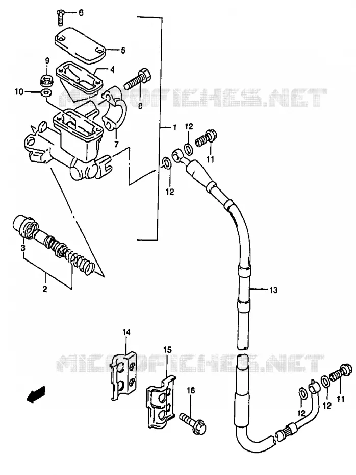 FRONT HOOFDREMCILINDER (MODELE X/Y) Suzuki MOTO 250 RM 1996  RM250T(T/V/W/X/Y)