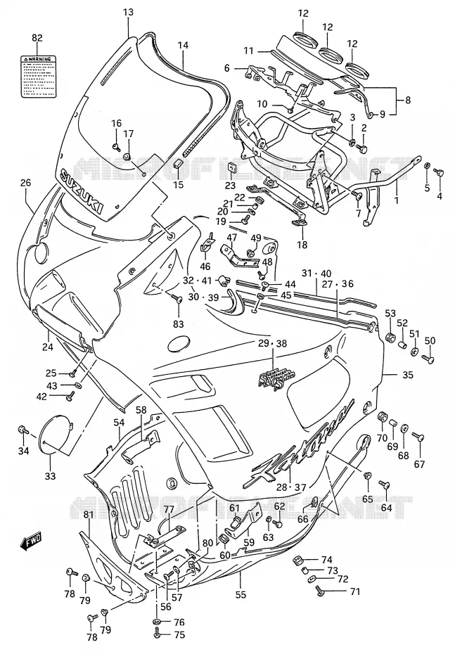 FRONT KUIP (MODELE J) Suzuki MOTO 600 GSX-F 1992  GSX600FN(E28)