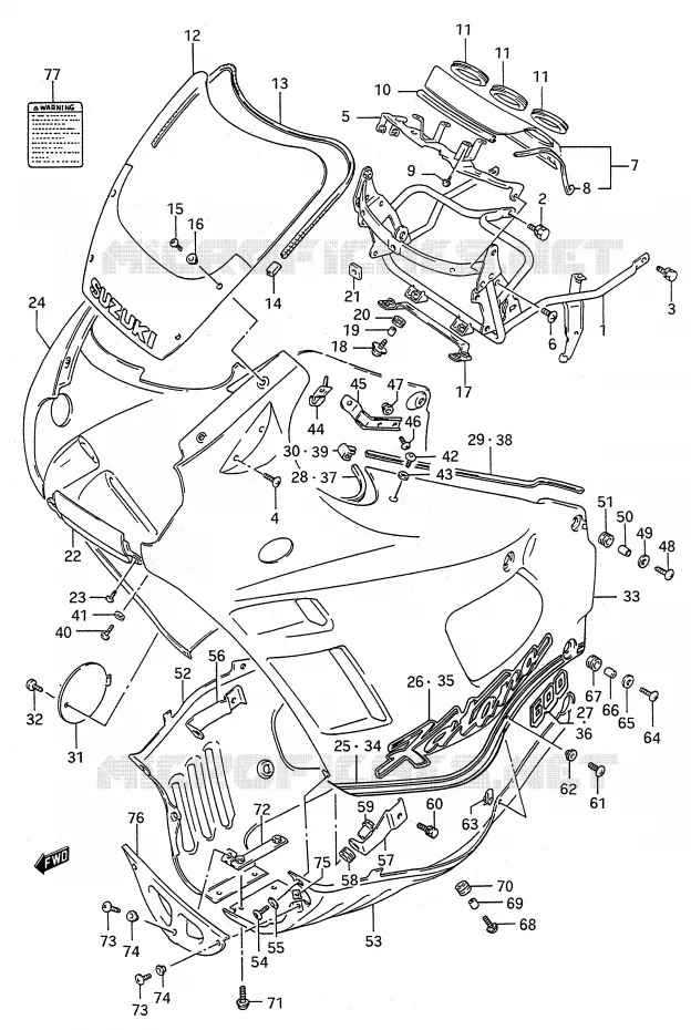 FRONT KUIP (MODELE K) Suzuki MOTO 600 GSX-F 1990  GSX600FUL(E28)