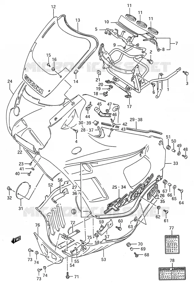 FRONT KUIP (MODELE L) Suzuki MOTO 600 GSX-F 1993  GSX600FP(E28)