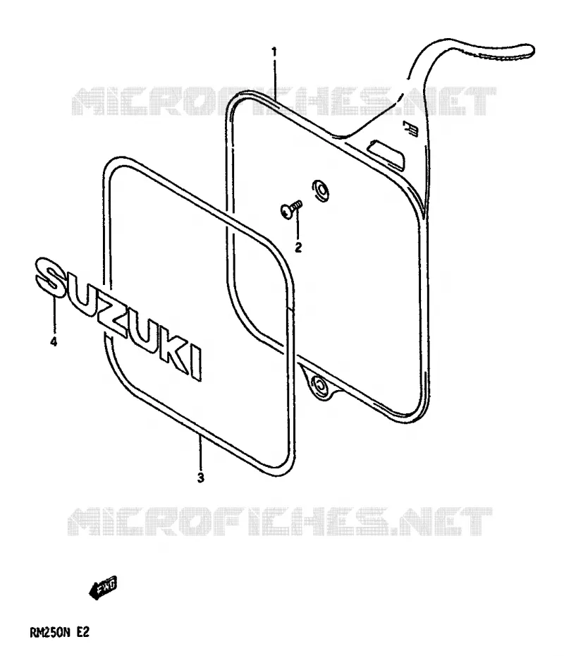 FRONT NUMMERPLAAT (MODELE K/L/M) Suzuki MOTO 250 RM 1991  RM250M(K/L/M/N)