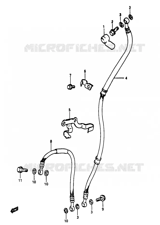 FRONT REMSLANG (MODELE D/E/F/G/J) Suzuki MOTO 50 RG 1985  RG50F1(D/E/F/1/G/J/K)