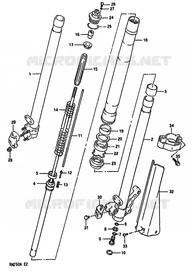 FRONT SCHOKDEMPER (MODELE N) Suzuki MOTO 250 RM 1992  RM250N(K/L/M/N)