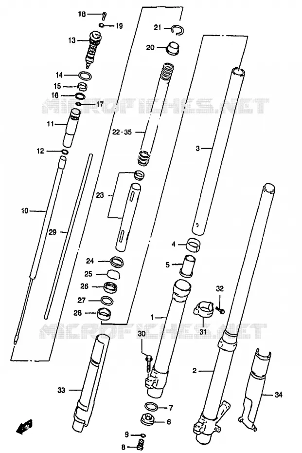 FRONT SCHOKDEMPER (MODELE V) Suzuki MOTO 250 RM 2000  RM250Y(T/V/W/X/Y)