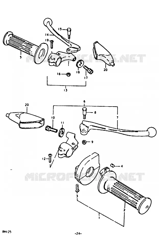 HANDGRIPS - LEVERS (RM125N) Suzuki MOTO 125 RM 1979  RM125N