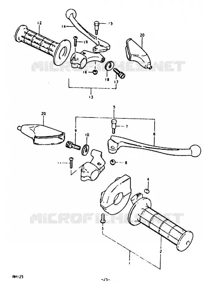 HANDGRIPS - LEVERS (RM125T) Suzuki MOTO 125 RM 1980  RM125T