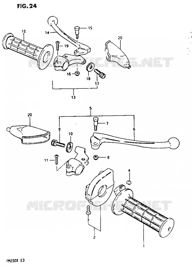 HANDGRIPS - LEVERS Suzuki MOTO 250 RM 1981  RM250X