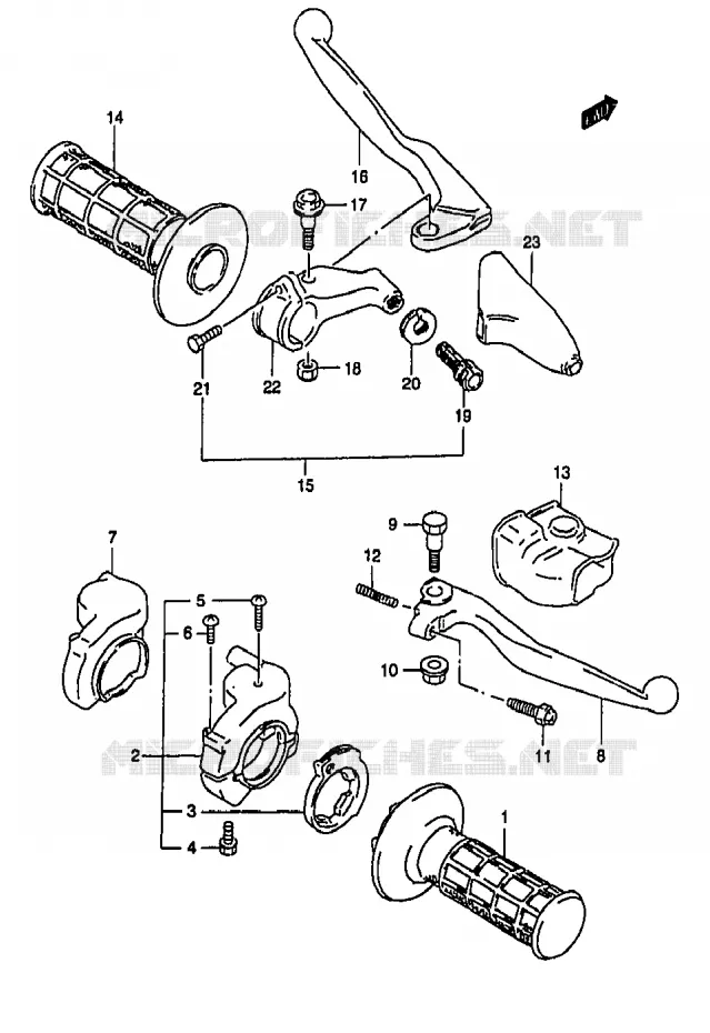 HANDGRIPS - LEVERS Suzuki MOTO 250 RM 1996  RM250T(T/V/W/X/Y)