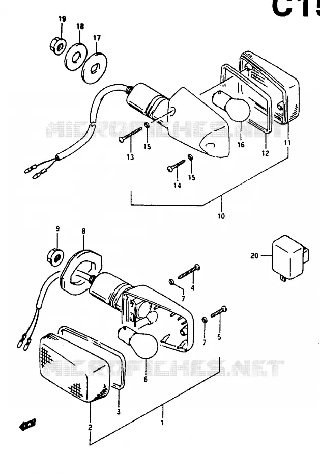 INDICATOREN (E2, E4, E15, E17, E18, E34) Suzuki MOTO 125 RG 1992  RG125FN(N/P/R)
