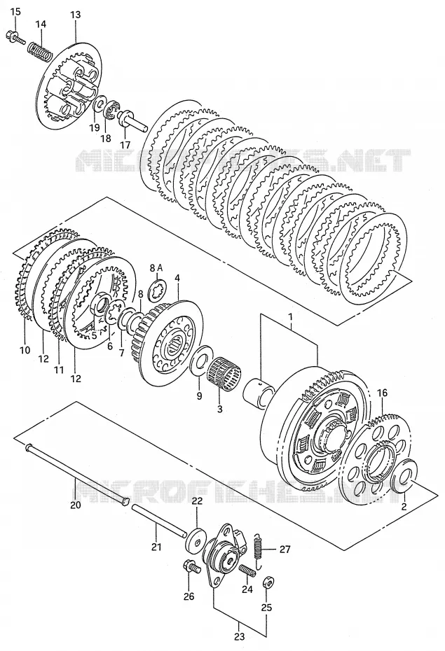 KOPPELING (MODELE N/P/R/S/T) Suzuki MOTO 600 GSX-F 1991  GSX600FU2M(E28)