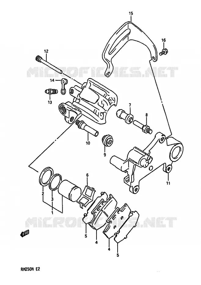 REAR CALIPER (MODELE K) Suzuki MOTO 250 RM 1990  RM250L(K/L/M/N)