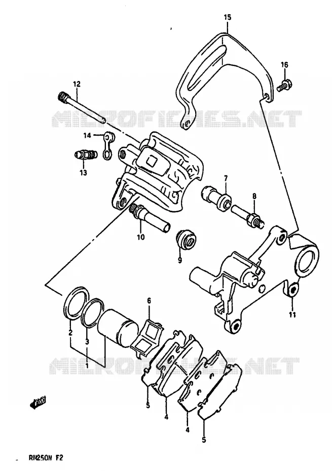 REAR CALIPER (MODELE L) Suzuki MOTO 250 RM 1992  RM250N(K/L/M/N)