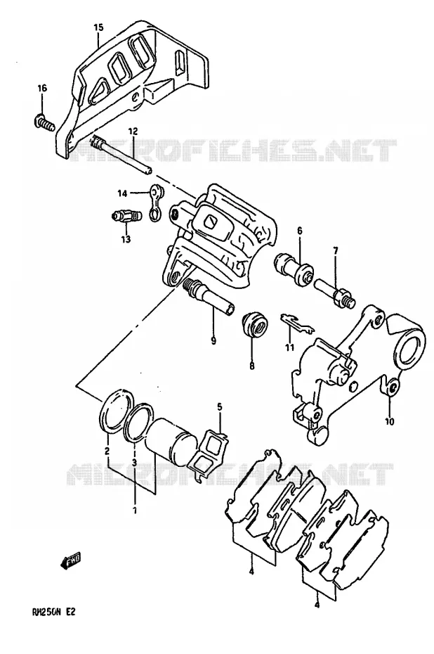 REAR CALIPER (MODELE N) Suzuki MOTO 250 RM 1990  RM250L(K/L/M/N)