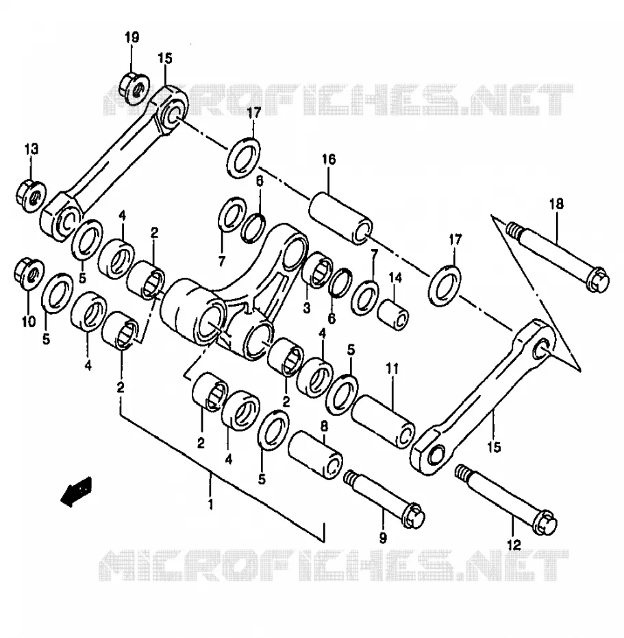 SCHOKBREKER AANEENSCHAKELING (MODELE Y) Suzuki MOTO 250 RM 1996  RM250T(T/V/W/X/Y)