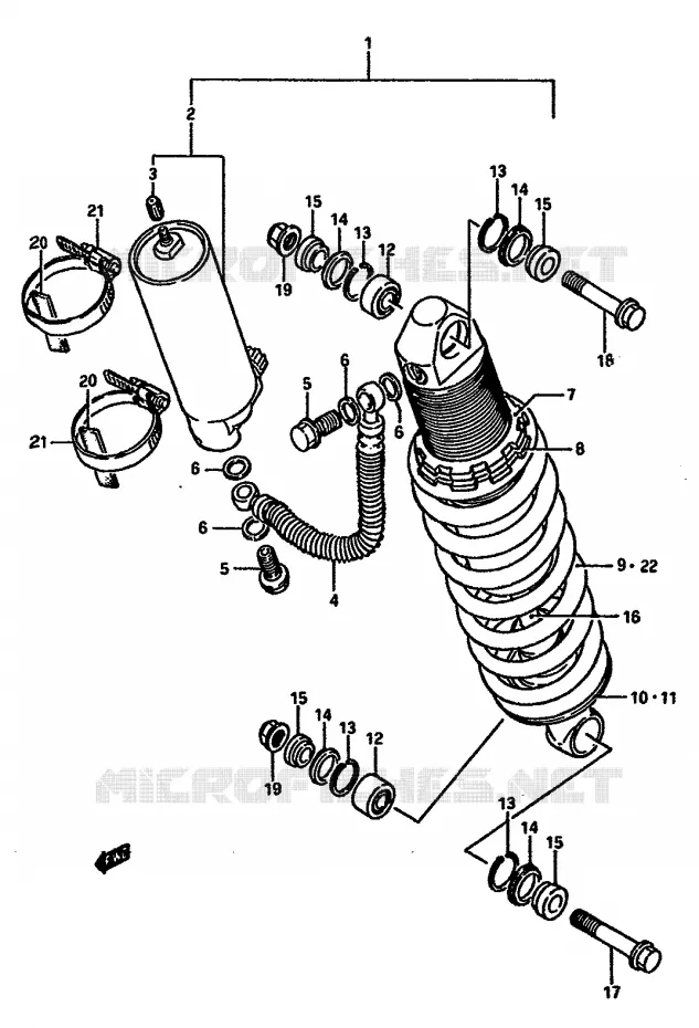 SCHOKDEMPER (MODELE G) Suzuki MOTO 125 RM 1988  RM125J(G/H/J)