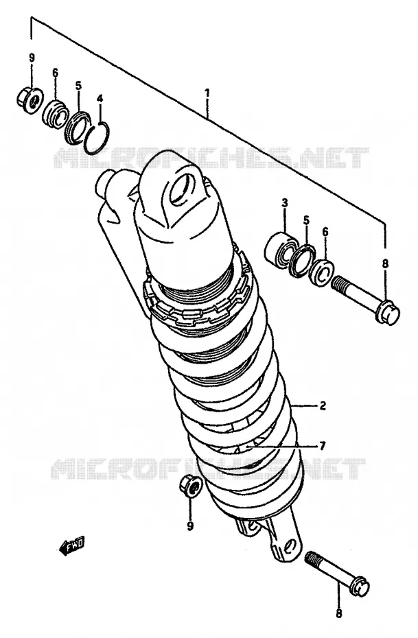 SCHOKDEMPER (MODELE J) Suzuki MOTO 125 RM 1986  RM125G(G/H/J)