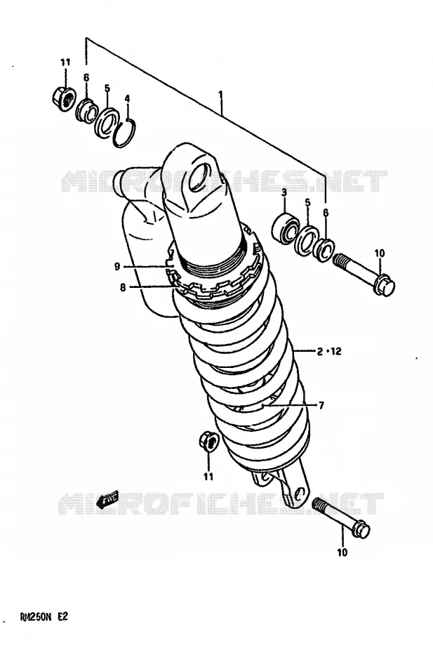 SCHOKDEMPER (MODELE M) Suzuki MOTO 250 RM 1990  RM250L(K/L/M/N)