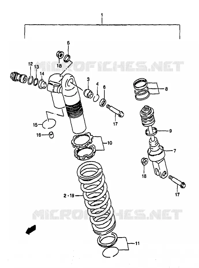 SCHOKDEMPER (MODELE X) Suzuki MOTO 250 RM 1998  RM250W(T/V/W/X/Y)