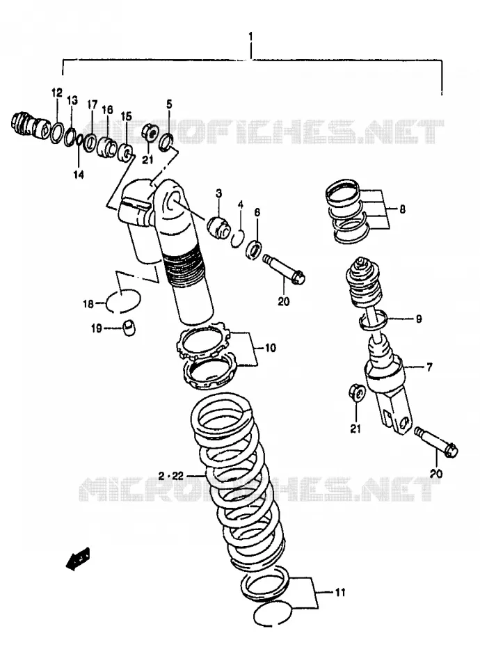 SCHOKDEMPER (MODELE Y) Suzuki MOTO 250 RM 1998  RM250W(T/V/W/X/Y)