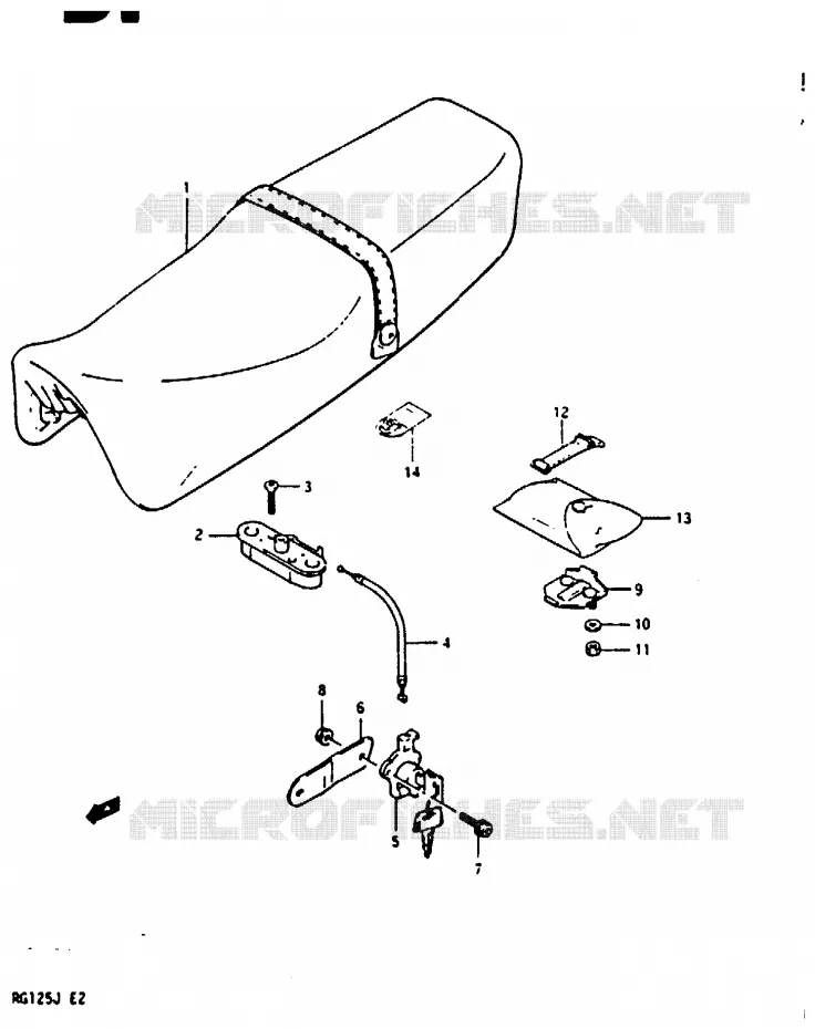 SEAT (MODELE J) Suzuki MOTO 125 RG 1988  RG125BUJ(G/H/J)