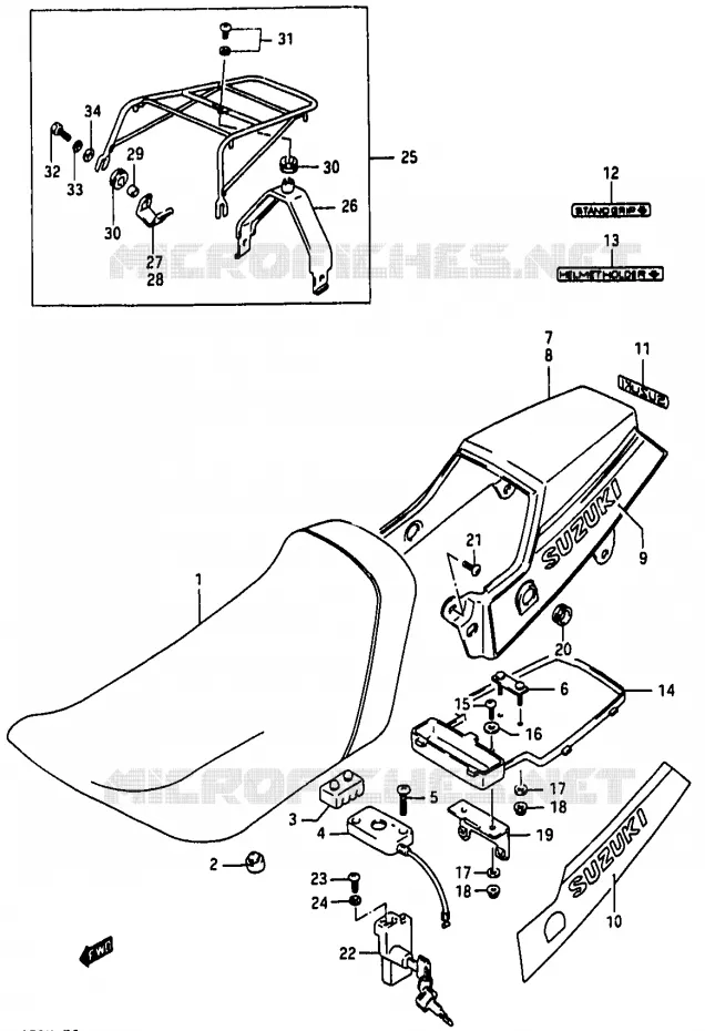 SEAT (MODELE K) Suzuki MOTO 50 RG 1988  RG50J(D/E/F/1/G/J/K)