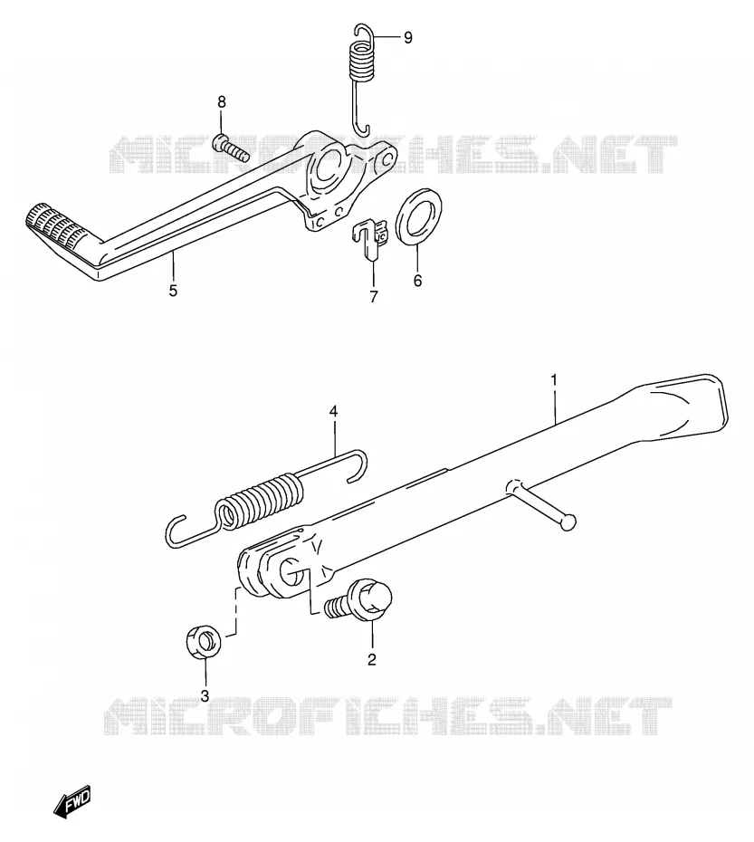 STAND - ACHTER REMPEDAAL Suzuki MOTO 125 RG 1992  RG125FUN(E18)
