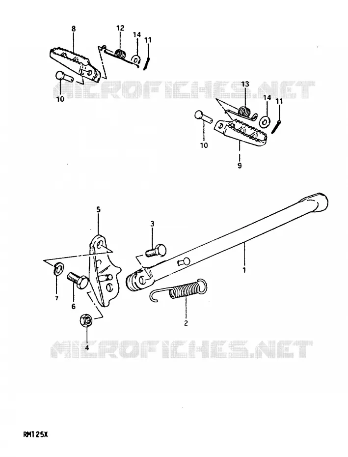 STAND - FOOTREST Suzuki MOTO 125 RM 1981  RM125X