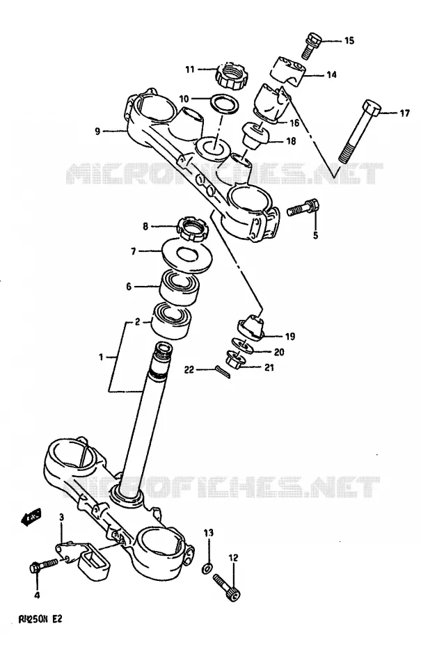 STUURKOLOM (MODELE K/L) Suzuki MOTO 250 RM 1990  RM250L(K/L/M/N)