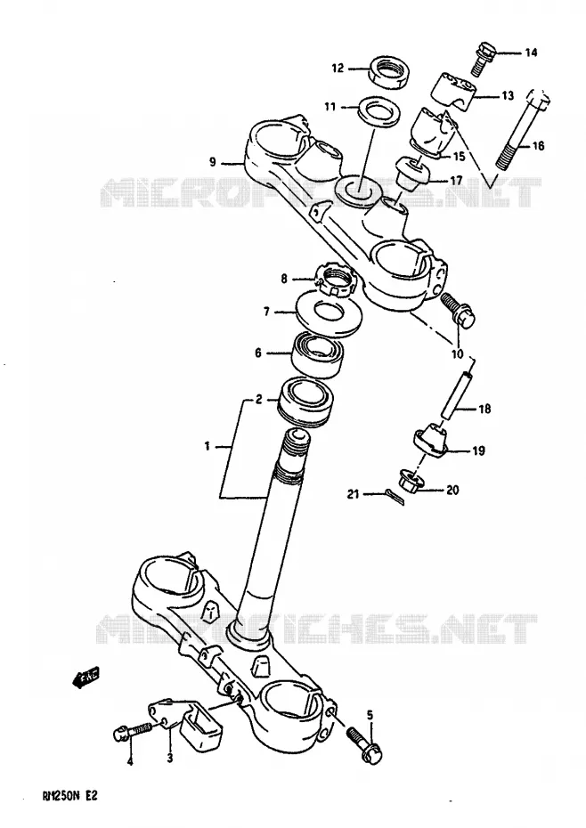 STUURKOLOM (MODELE M/N) Suzuki MOTO 250 RM 1991  RM250M(K/L/M/N)