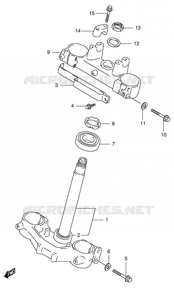 STUURKOLOM (MODELE T/V/W) Suzuki MOTO 125 RM 1998  RM125W(E2)