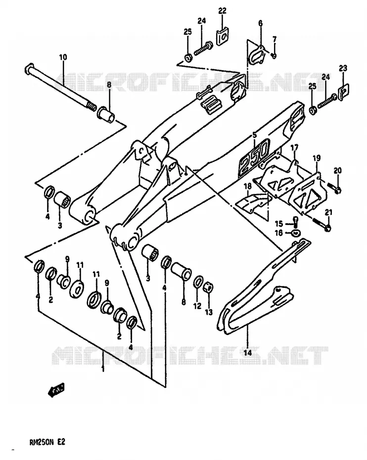 SWINGARM (MODELE N) Suzuki MOTO 250 RM 1989  RM250K(K/L/M/N)