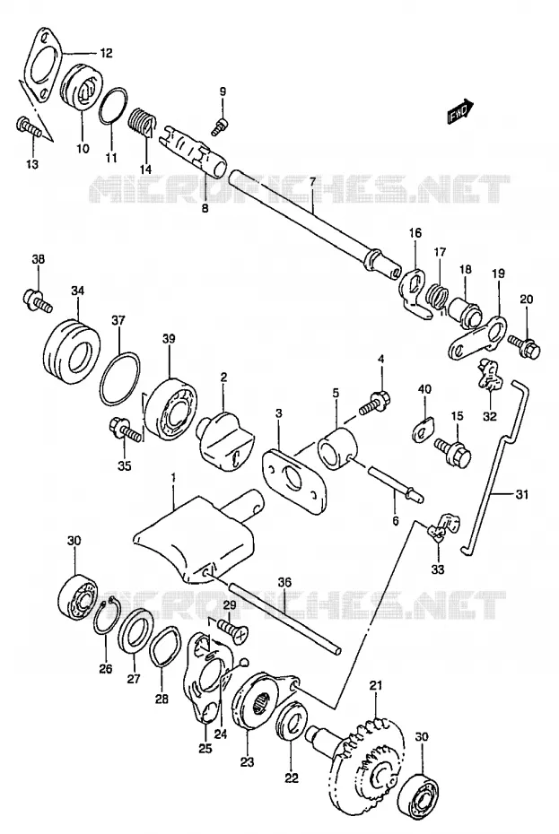 UITLAATKLEP (MODELE T) Suzuki MOTO 250 RM 1996  RM250T(T/V/W/X/Y)