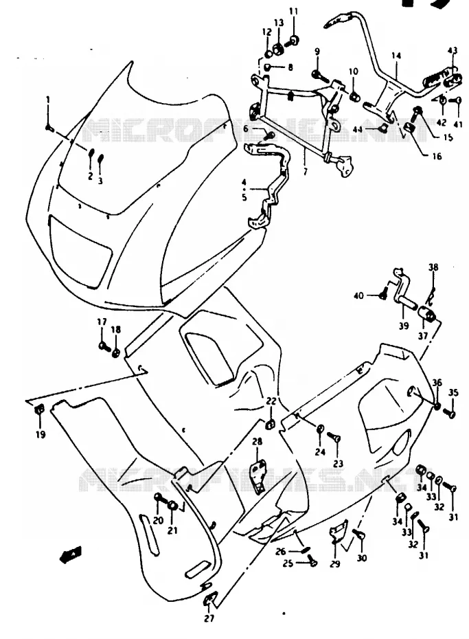 VOOR KUIP EN ONDERSTEUNING Suzuki MOTO 125 RG 1993  RG125FUP(N/P/R)