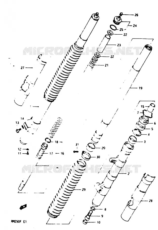 VOORVORK (MODELE F) Suzuki MOTO 250 RM 1985  RM250F(E/F)