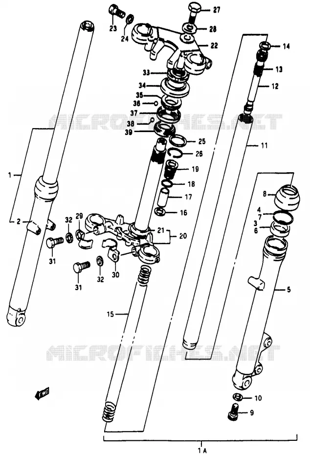 VOORVORK (MODELE K) Suzuki MOTO 50 RG 1983  RG50WD(D/E/F/1/G/J/K)